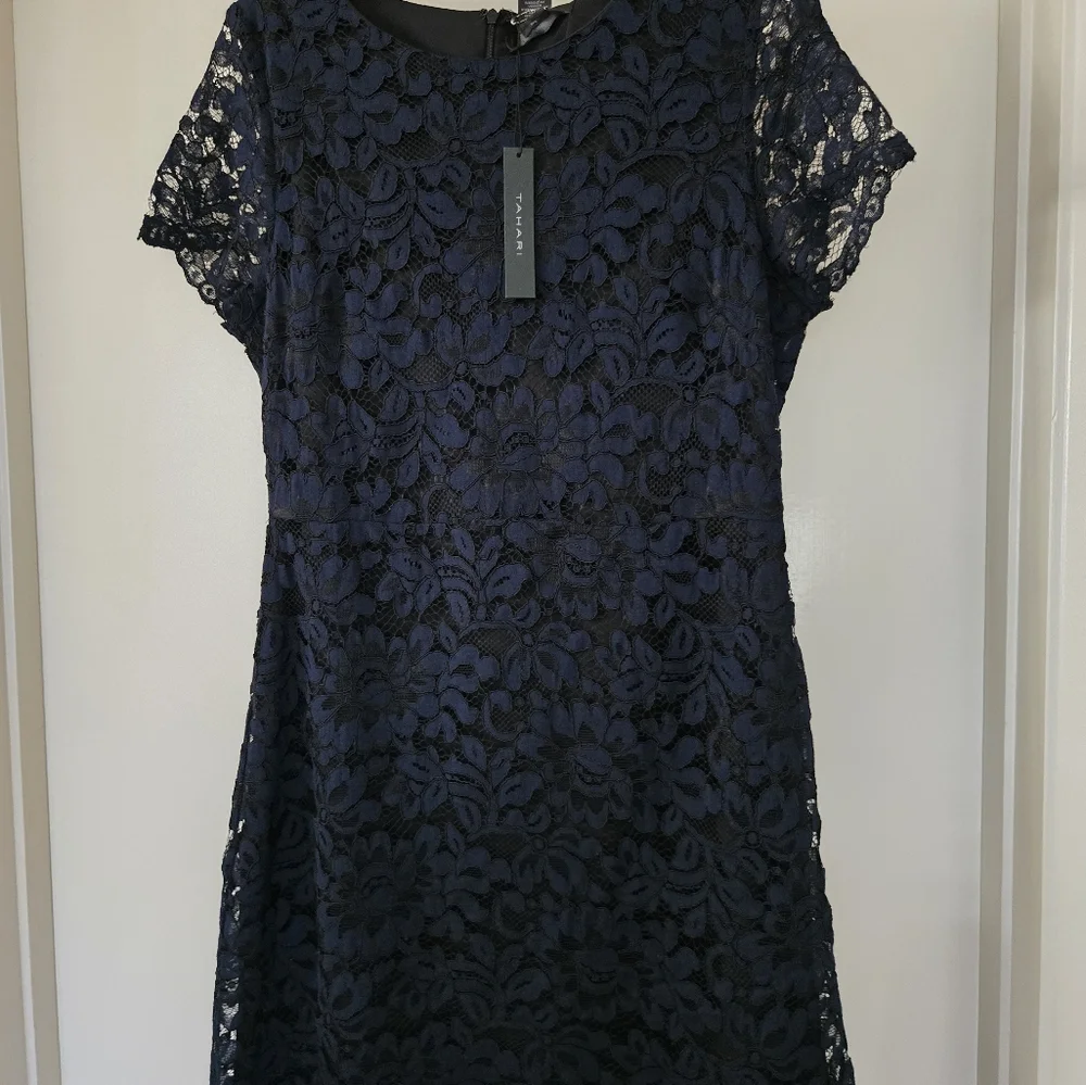 Tahari Navy Lace Dress - Picture 2 of 12